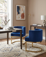SC90 Modern Velvet Barrel Accent Chair with U-Shaped Gold Metal Base, Upholstered Vanity Dining Chair