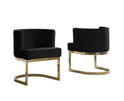 SC90 Modern Velvet Barrel Accent Chair with U-Shaped Gold Metal Base, Upholstered Vanity Dining Chair