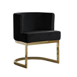 SC90 Single Modern Velvet Barrel Accent Chair with U-Shaped Gold Metal Base, Upholstered Vanity Dining Chair