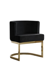 SC90 Modern Velvet Barrel Accent Chair with U-Shaped Gold Metal Base, Upholstered Vanity Dining Chair