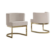 SC90 Modern Velvet Barrel Accent Chair with U-Shaped Gold Metal Base, Upholstered Vanity Dining Chair