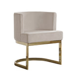 SC90 Single Modern Velvet Barrel Accent Chair with U-Shaped Gold Metal Base, Upholstered Vanity Dining Chair