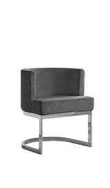 SC94 Modern Velvet Barrel Accent Chair with U-Shaped Chrome Metal Base, Upholstered Vanity Dining Chair