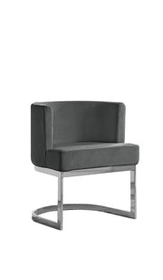 SC94 Modern Velvet Barrel Accent Chair with U-Shaped Chrome Metal Base, Upholstered Vanity Dining Chair
