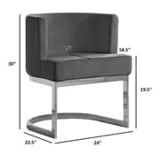 SC94 Modern Velvet Barrel Accent Chair with U-Shaped Chrome Metal Base, Upholstered Vanity Dining Chair
