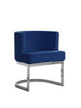 SC94 Modern Velvet Barrel Accent Chair with U-Shaped Chrome Metal Base, Upholstered Vanity Dining Chair