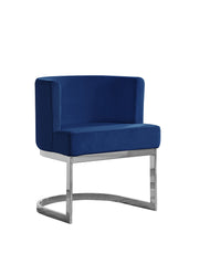 SC94 Modern Velvet Barrel Accent Chair with U-Shaped Chrome Metal Base, Upholstered Vanity Dining Chair