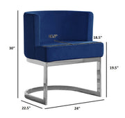 SC94 Modern Velvet Barrel Accent Chair with U-Shaped Chrome Metal Base, Upholstered Vanity Dining Chair