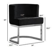 SC94 Modern Velvet Barrel Accent Chair with U-Shaped Chrome Metal Base, Upholstered Vanity Dining Chair