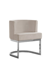 SC94 Modern Velvet Barrel Accent Chair with U-Shaped Chrome Metal Base, Upholstered Vanity Dining Chair