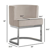 SC94 Modern Velvet Barrel Accent Chair with U-Shaped Chrome Metal Base, Upholstered Vanity Dining Chair