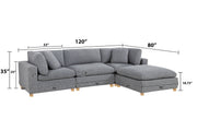 Oversized Modular Sectional Sofa, Deep Seat Cloud Couch in [Corduroy / Boucle] with Natural Wood Legs