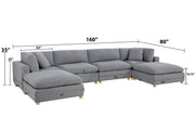 Oversized Modular Sectional Sofa, Deep Seat Cloud Couch in [Corduroy / Boucle] with Natural Wood Legs