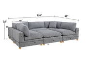 Oversized Modular Sectional Sofa, Deep Seat Cloud Couch in [Corduroy / Boucle] with Natural Wood Legs