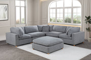 Oversized Modular Sectional Sofa, Deep Seat Cloud Couch in [Corduroy / Boucle] with Natural Wood Legs