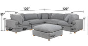 Oversized Modular Sectional Sofa, Deep Seat Cloud Couch in [Corduroy / Boucle] with Natural Wood Legs