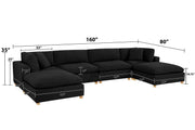 Oversized Modular Sectional Sofa, Deep Seat Cloud Couch in [Corduroy / Boucle] with Natural Wood Legs