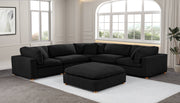 Oversized Modular Sectional Sofa, Deep Seat Cloud Couch in [Corduroy / Boucle] with Natural Wood Legs