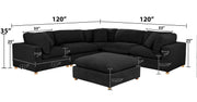 Oversized Modular Sectional Sofa, Deep Seat Cloud Couch in [Corduroy / Boucle] with Natural Wood Legs