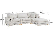 Oversized Modular Sectional Sofa, Deep Seat Cloud Couch in [Corduroy / Boucle] with Natural Wood Legs