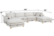 Oversized Modular Sectional Sofa, Deep Seat Cloud Couch in [Corduroy / Boucle] with Natural Wood Legs