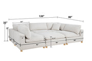 Oversized Modular Sectional Sofa, Deep Seat Cloud Couch in [Corduroy / Boucle] with Natural Wood Legs