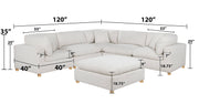 Oversized Modular Sectional Sofa, Deep Seat Cloud Couch in [Corduroy / Boucle] with Natural Wood Legs