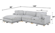Oversized Modular Sectional Sofa, Deep Seat Cloud Couch in [Corduroy / Boucle] with Natural Wood Legs