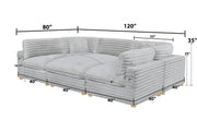 Oversized Modular Sectional Sofa, Deep Seat Cloud Couch in [Corduroy / Boucle] with Natural Wood Legs