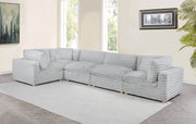 Oversized Modular Sectional Sofa, Deep Seat Cloud Couch in [Corduroy / Boucle] with Natural Wood Legs