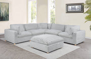 Oversized Modular Sectional Sofa, Deep Seat Cloud Couch in [Corduroy / Boucle] with Natural Wood Legs