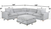Oversized Modular Sectional Sofa, Deep Seat Cloud Couch in [Corduroy / Boucle] with Natural Wood Legs