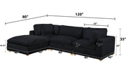 Oversized Modular Sectional Sofa, Deep Seat Cloud Couch in [Corduroy / Boucle] with Natural Wood Legs