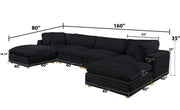 Oversized Modular Sectional Sofa, Deep Seat Cloud Couch in [Corduroy / Boucle] with Natural Wood Legs