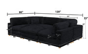 Oversized Modular Sectional Sofa, Deep Seat Cloud Couch in [Corduroy / Boucle] with Natural Wood Legs