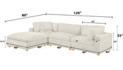 Oversized Modular Sectional Sofa, Deep Seat Cloud Couch in [Corduroy / Boucle] with Natural Wood Legs