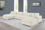 Oversized Modular Sectional Sofa, Deep Seat Cloud Couch in [Corduroy / Boucle] with Natural Wood Legs