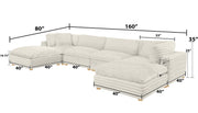 Oversized Modular Sectional Sofa, Deep Seat Cloud Couch in [Corduroy / Boucle] with Natural Wood Legs