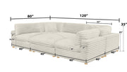 Oversized Modular Sectional Sofa, Deep Seat Cloud Couch in [Corduroy / Boucle] with Natural Wood Legs