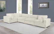 Oversized Modular Sectional Sofa, Deep Seat Cloud Couch in [Corduroy / Boucle] with Natural Wood Legs