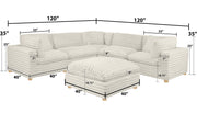 Oversized Modular Sectional Sofa, Deep Seat Cloud Couch in [Corduroy / Boucle] with Natural Wood Legs