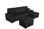 Corduroy Sectional with Pull Out Bed, Storage, and Drop-Down Table (SE40-2) by Quality Living Furniture