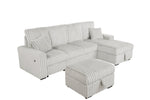 Corduroy Sectional with Pull Out Bed, Storage, and Drop-Down Table (SE40-2) by Quality Living Furniture