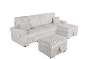 Corduroy Sectional with Pull Out Bed, Storage, and Drop-Down Table (SE40-2) by Quality Living Furniture